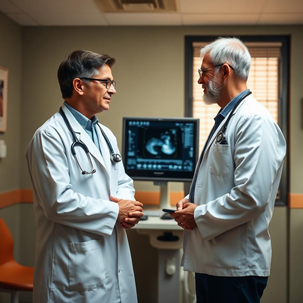 A CAVA cardiologist mentoring a colleague at the echo station